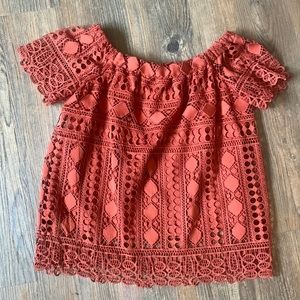 Rust Colored Off the Shoulder Top